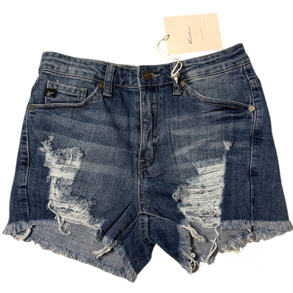 NWT Kancan Blue Distressed Denim Shorts Size Small